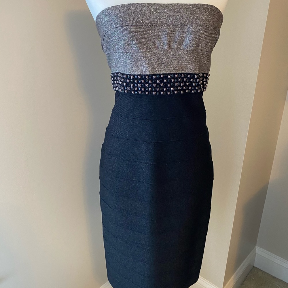 Carmen Marc Valvo bandage sheath dress